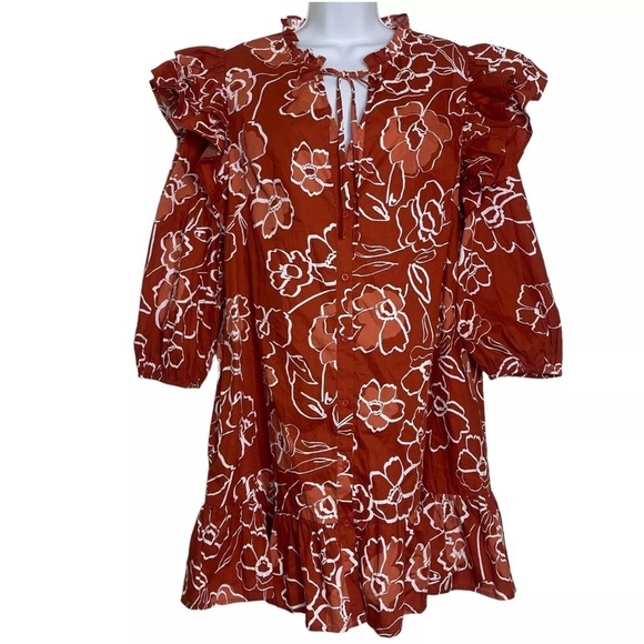 Sugarlips Women's Deanna Ruffled Long Sleeve Western Cowgirl Mini Dress XS - Picture 2 of 4